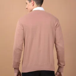 cantabil Men Solid Round Neck Pink Sweater image 2