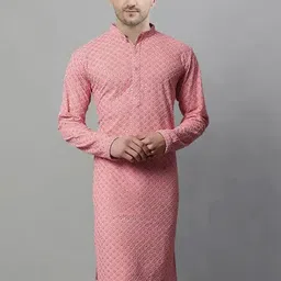 unitrak Men Embroidered Cotton Silk Straight Kurta image 1