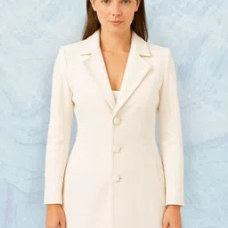 pepzo Women Solid Double Breasted Casual Blazer image 1