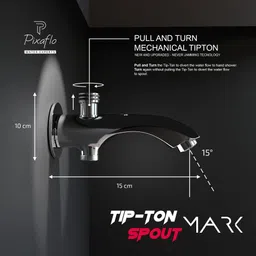 pixaflo MarK Brass Bath Tub Diverter Spout with Wall Flange (Chrome) (Tip-Ton) HIGH FLOW Spout Faucet image 3