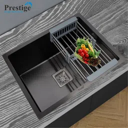 prestige (24"X18"X10") Stainless steel 'Square Bowl' kitchen sink (Single Bowl) (Black) Vessel Sink-picture-22
