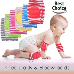 babymoon Baby Knee Pads for Crawling, Anti-Slip Padded Stretchable Elastic Cotton Multicolor Baby Knee Pads image 1