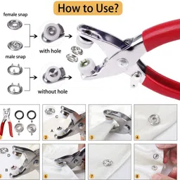 sarvashvatrends 200pc Thickened Snap Fasteners Kit, Snap Fastener Plier, Snap Button Fastener Metal Buttons image 2