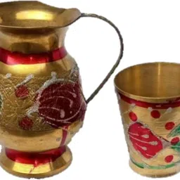 miiart Handmade Handicraft Items,Brass Antique Items,pital ki pani ki surahi and glass,Brass jug,pani ka jug,water jug(Color-Golden)(Material-Brass)(size-jug-11 cm and glass-7 cm,small size) Pack of 1 Set. Jug Glass Set-picture-4