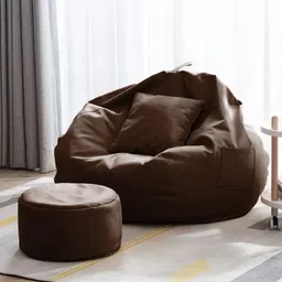 flipkart perfect homes studio 4XL 4XL Bean Bag Cushion and Footrest Filled with Beans-BROWN With Bean Filling Bean Bag Chair With Bean Filling image 5