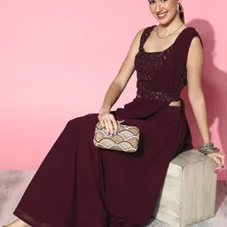 Libas Classic Burgundy Shade Gorgeous Embroidered Lehenga with Solid Choli-picture-12