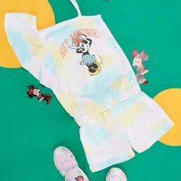 Pantaloons Junior Girls Dyed Minnie character Printed Top with Shorts-picture-21