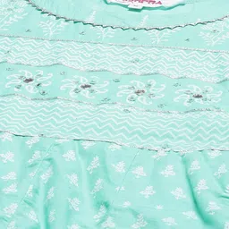 Mishpra Women Sea Green Floral Printed Anarkali Kurta with Dupatta image 3