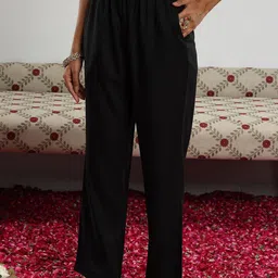 Libas Black and Silver Floral Yoke Design Thread Work Kurta with Trouser & Dupatta image 3