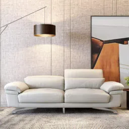 durian Philly Leather 3 Seater Sofas in Mushroom Beige Colour with Adjustable Headrest-picture-40