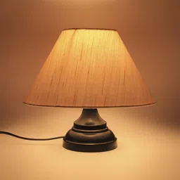new era Off White Cotton Shade Table Lamp with Black Base image 3