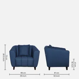 casacraft from pepperfry Mia Fabric 1 Seater Sofa In Blue Colour image 2
