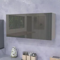 specialitypanels 4 Door Mirror Glossy triple layered UV Resistant handless cabinet in Grey Finish-picture-38