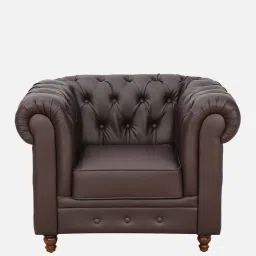 amberville from pepperfry Cheshire Leatherette 1 Seater Sofa In Dark Brown Colour image 5