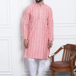 SOJANYA Floral Embroidered Thread Work Kurta With Churidar image 1