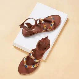 Forever Glam by Pantaloons Embellished Open Toe Flats image 1