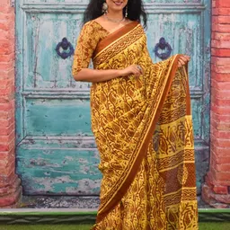 clothonus Paisley Pure Cotton Block Print Saree image 2
