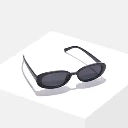 HAUTE SAUCE by Campus Sutra Unisex Black Lens & Black Oval Sunglasses with UV Protected Lens image 2
