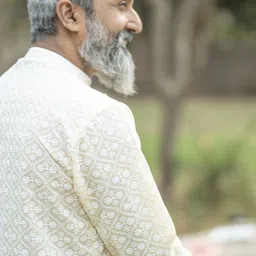 VASTRAMAY Ethnic Motifs Embroidered Regular Chikankari Kurta with Churidar image 5