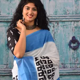 clothonus Geometric Pure Cotton Block Print Saree image 5