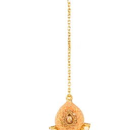ANIKAS CREATION Women Gold Enamelled Choker Attached Pearl String with Earrings &Maangtika image 5