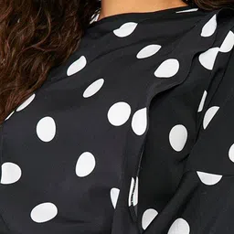 Boohoo Polka Dot Print Flared Sleeve A-Line Mini Dress with Belt image 2