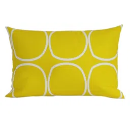 Huesland Yellow & White Geometric 144 TC Single Bedsheet with 2 Pillow Covers image 2