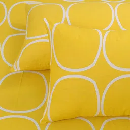 Huesland Yellow & White Geometric 144 TC Single Bedsheet with 2 Pillow Covers image 3