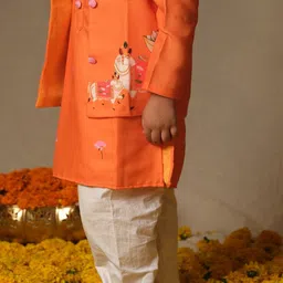 Vivedkids Boys Floral Printed Regular Pure Cotton Kurta with Trousers image 3