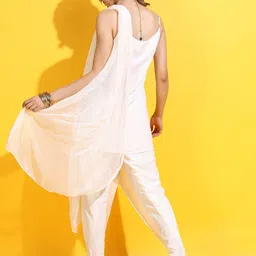 Vishudh Women Off-White Ethnic Motifs Pure Cotton Kurta with Dhoti Pant & Dupatta image 4