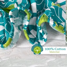 Divine Casa Turquoise Blue & White Floral 144 TC Single Bedsheet with 1 Pillow Covers image 2