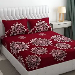Supreme Home Collective Maroon & Off White 144 TC Queen Bedsheet Set-image-67