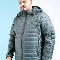 hardsoda by the indian garage co HARDSODA Plus Size Hooded Lightweight Puffer Jacket image 3