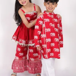 LIL DRAMA Boys Ethnic Motifs Printed Gotta Patti Kurta with Pyjamas image 5