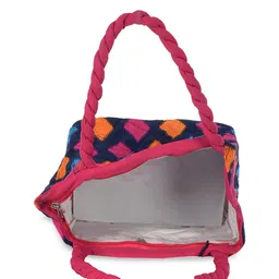 Kuber Industries Set of 2 Blue Geometric Printed Shopper Shoulder Bags with Bow Detail image 5