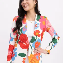 FableStreet Floral Printed Single Breasted Casual Blazer-picture-22