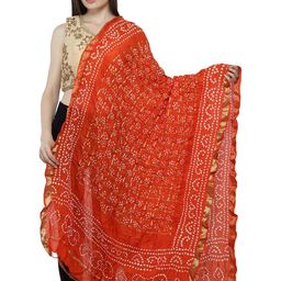 Exotic India Bandhani Printed Tie & Dye Silk Zari Dupatta-picture-23