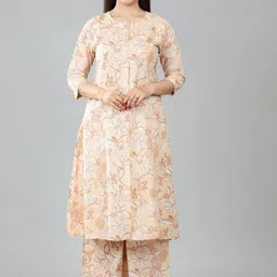 COTTON CULTURE Floral Printed Regular Pure Cotton Straight Kurta with Palazzos-image-37