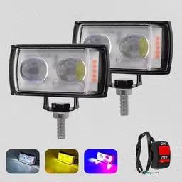 houseofcommon Mini Double Lens Fog Light with yellow & White Fleshing Light(RED & Blue DRL)O Fog Lamp Motorbike LED (12 V, 40 W)-picture-24