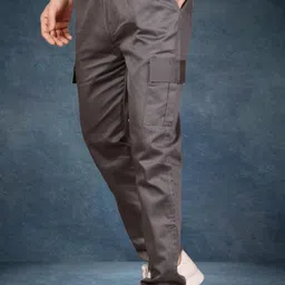 glori star Men Regular Fit Silver Cotton Blend Trousers-picture-23