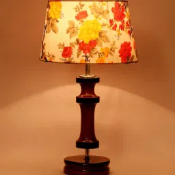 Florence Multicolour Fabric Shade Night Lamp With Wood Base By BrightDaisy image 4