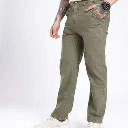 glitchez Men Relaxed Fit Mid Rise Green Jeans image 3