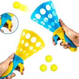 parshvgroups Click & Catch Plastic Twin Ball, Pop and Catch Launcher Basket Toy Set image 2
