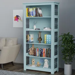 GF Furniture Solid Wood 4 Tier Open Book Shelf With Metalwork Sides (Sky Blue ) Solid Wood Open Book Shelf image 5