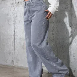 crazeis Women Straight Fit High Rise Grey Jeans image 3