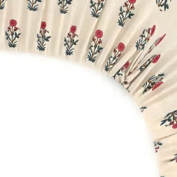 fine tex world Cream Floral 220 TC Microfiber King Size Fitted Bedsheet With 2 Pillow Covers image 2