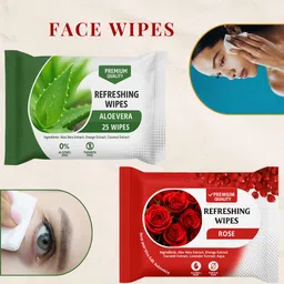 shakalyaveda Refreshing Face Wipes – Wet Wipes with Aloe Vera & Rose | Women’s Combo image 1