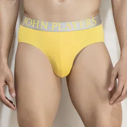 john players Contoured Crotch Cotton Fabric (Yellow) Solid Men Brief-picture-13