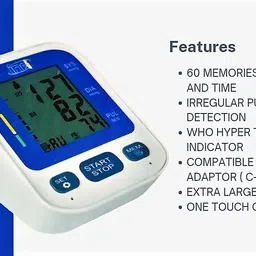 GLOMOOV | INFI Fully Automatic (DBP-04)BP Monitor & C-Type Adaptor compatible ,Memory with Pulse Rate Detection Bp Monitor image 3