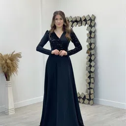 krsf Lycra Blend Stitched Flared/A-line Gown image 3